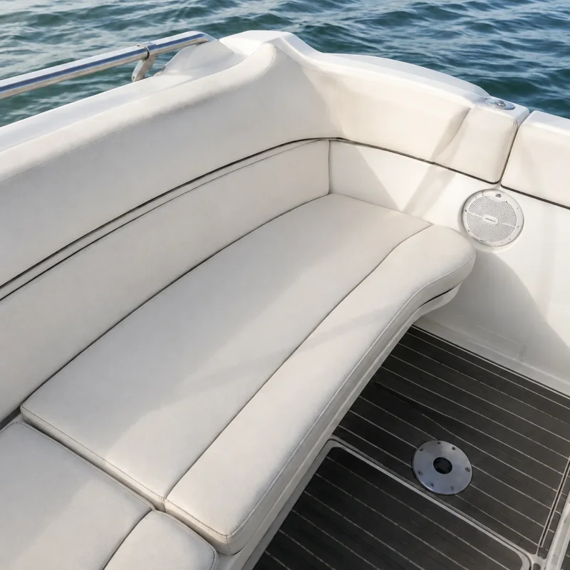 Nettoyage des banquettes d'un bateau au lac du Bourget à Aix-les-Bains - après