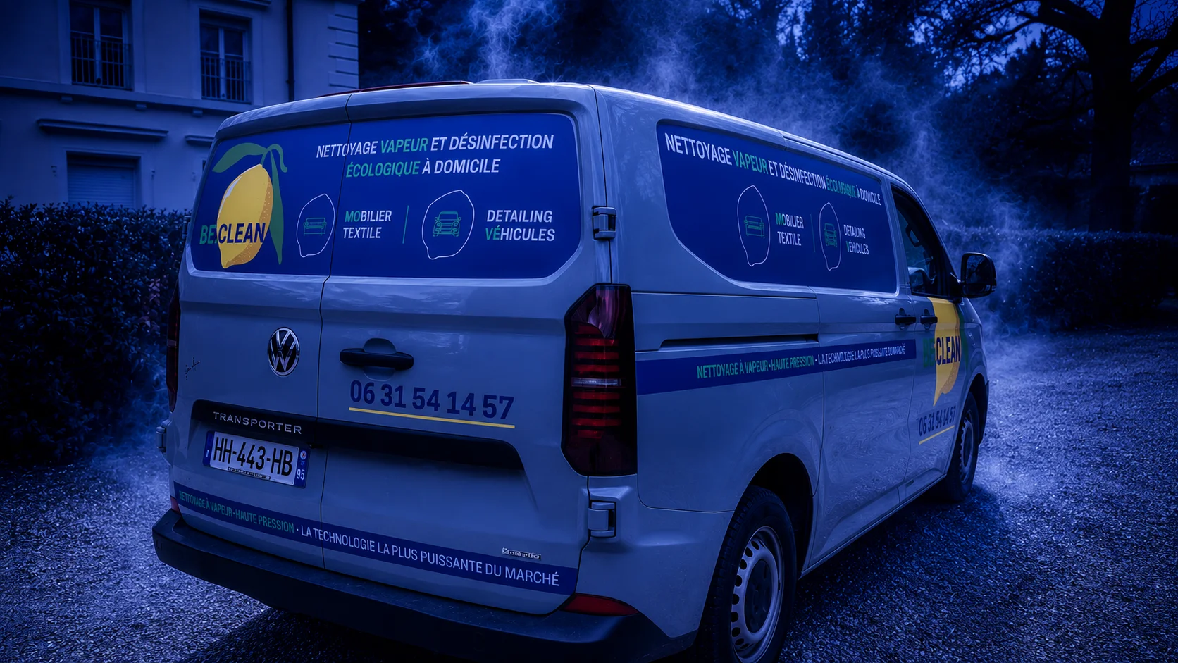Utilitaire BeClean floqué nettoyage vapeur et désinfection écologique à domicile